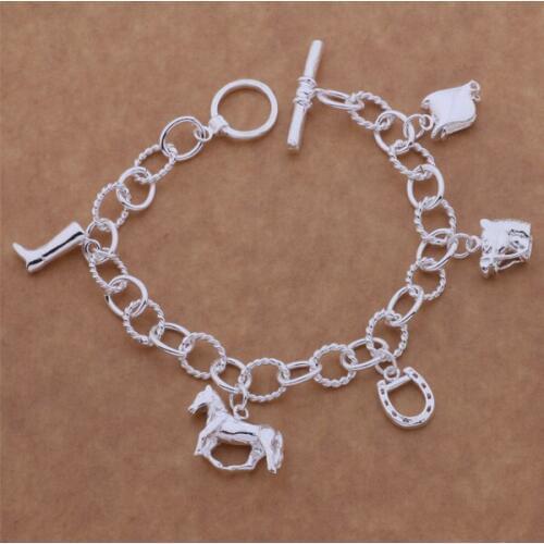 AH051 Hot sterling bracelet, sterling fashion jewelry Five pieces hanging /aitajaaa awvajoca silver color