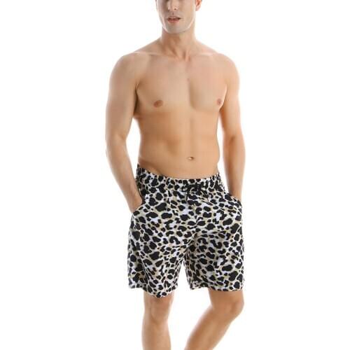 Hot Fashion 2020 Summer Beachwear Family Matching Leopard Print Swimsuit Father Son Man Kid Boy Board Shorts Swimwear One Piece