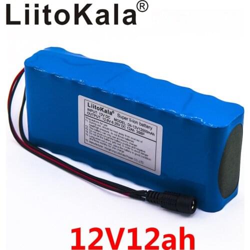 Liitokala 18650 12V Rechargeable Battery DC 11.1V 12.6V 18650 Li-ion Battery 12000mAh Hunting Xenon Fishing Lamp Outdoor Light