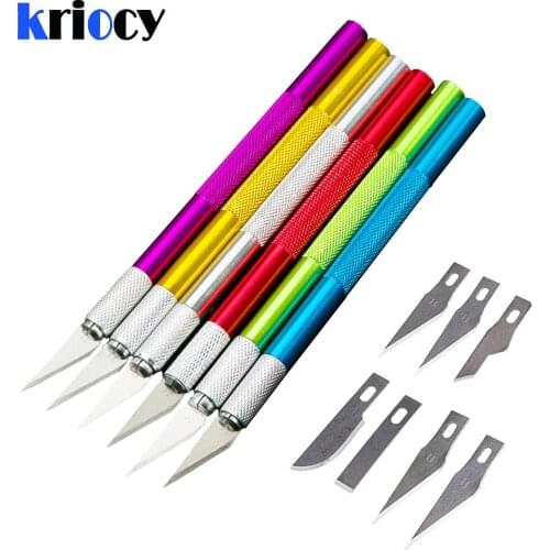 Metal Scalpel Knife Blades Non-slip Cutter Engraving Craft Knives Blades for Mobile Phone Laptop PCB Repair Hand Tools 6-Blades