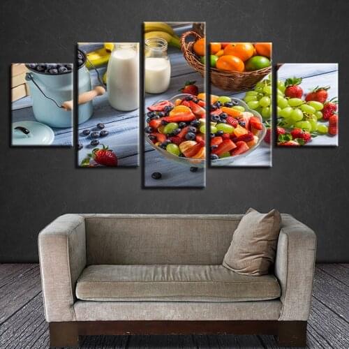Wall Art Poster Blueberry Prints Modular Strawberry Pictures Canvas Fruit Painting Home Decoration Nordic For Living Room Frame
