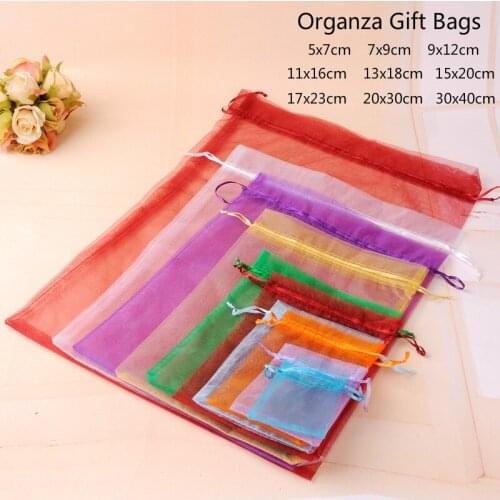 10pcs/lot Organza Gift Bag Jewelry Packaging Bag Wedding Party Decoration Favors Drawable Gift Bag