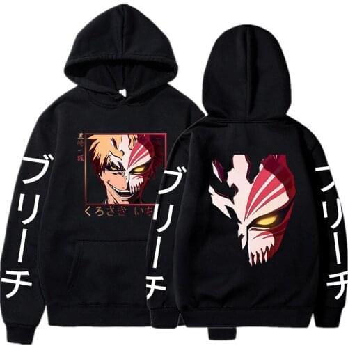 Hot Anime Bleach Kurosaki Ichigo Hoodie Punk Anime Print Clothes Hip-Hop High Street Sweatshirts