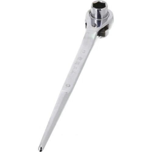 17-19mm Portable Ratchet Spanner Dual Head Socket Heavy Duty Chrome Vanadium Steel Sturdy Ratcheting Wrench Car Disassembly Tool