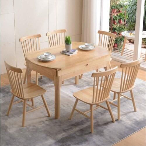 Simple combination of dining table and chair, multifunctional round dining table, folding and retractable household dining table