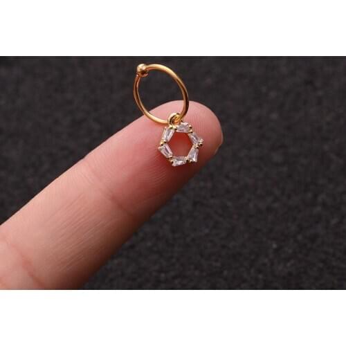 1 PCS Trendy Zircon Hollow Geometric Charm Ear Hoop Cuff Earring Women Men Classic 8mm Closed Circle Piercing Ear Jewelry