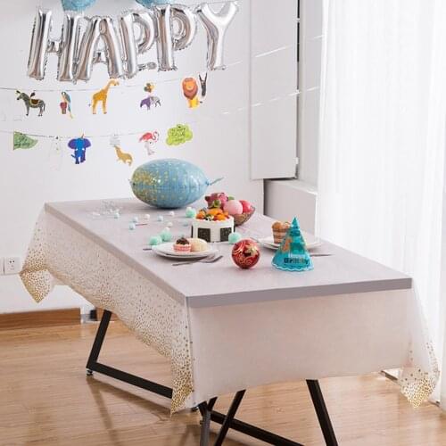 Tablecloth with Golden Dot Decoration Disposable Plastic Party Wedding Tablecloth Accessory for Banquet Wedding Birthday