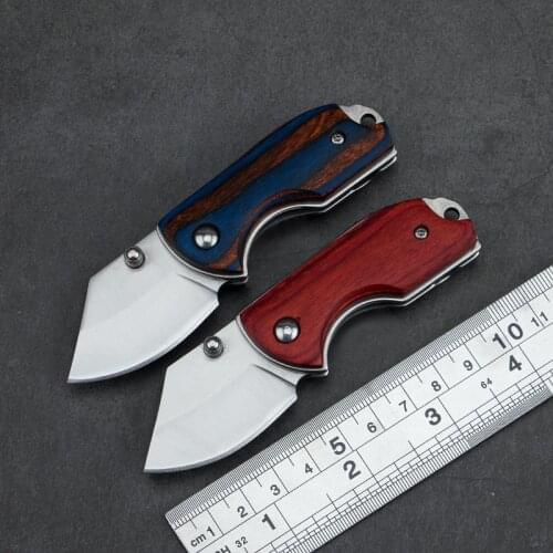New Wood Handle Folding Knife Keychain Survival Tactical Pocket Knife Outdoor Fishing Hiking Camping Hunting Knives EDC Tool