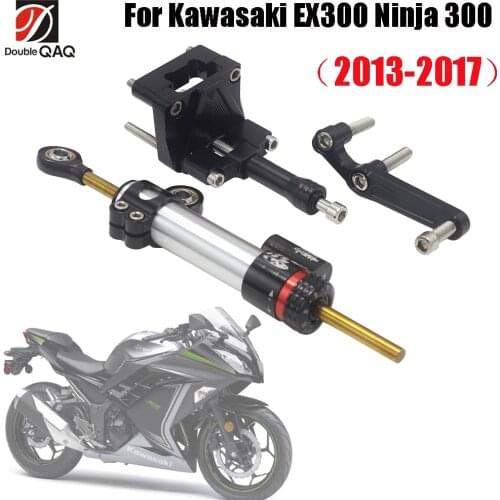 CNC Steering Damper Stabilizer and Titanium Bracket Mounting For Kawasaki Ninja 300 NINJA300 EX300 2013-2017