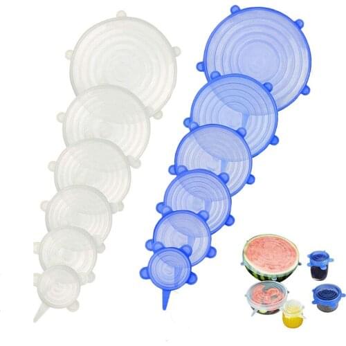 Universal Silicone Stretch Food Lids to Keep Food Fresh Reusable Lid-Bowl Storage 6pcs/Set Stretch Lids Kitchen Accessories