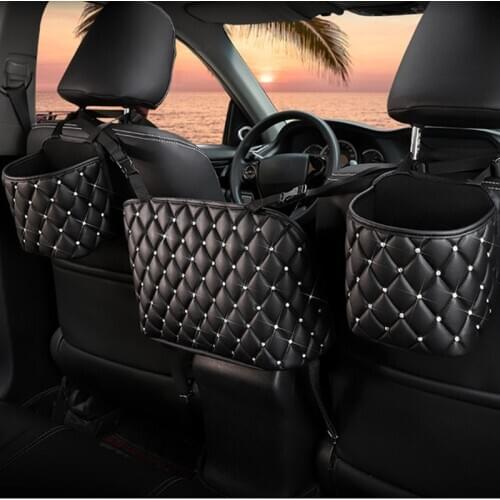 Universal Bling Crystal Car Seat Storage Bag Organizer Holder Multi-Pockets Stowing Tidying for handbag wallet keys