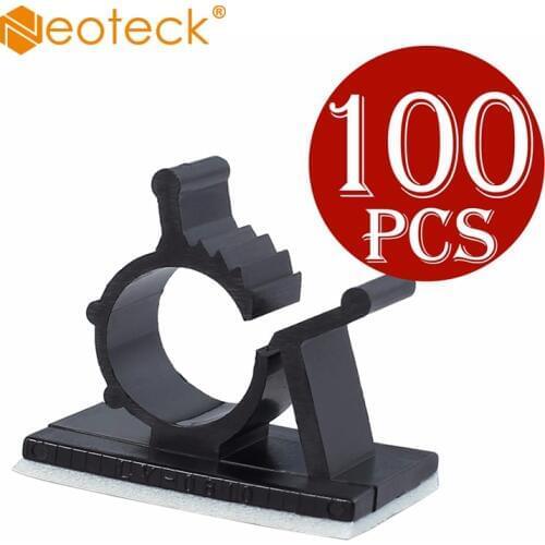 Neoteck 100pcs Cable Clips Adjustable Self-Adhesive Wire Ties Mounts clip Cord Management Wire Holder Organizer Clamp Fasteners