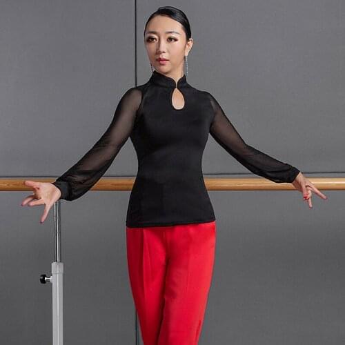 2020 Latin Dance Tops For Women Long Sleeve Shirts Ladies Ballroom Salsa Rumba Samba Practice Performance Latin Dancewear SL3982