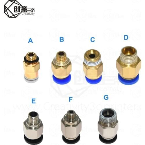 10pcs/lot 3d peinter parts Pneumatic Fittings PC4-M6 many type For 4mm PTFE Tube connector Coupler PC4 3d printer accessories