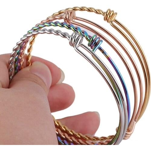 10pcs/lot Stainless Steel Charm Bracelet and Bangle Fashion Hand-assembled Jewelry Gold Bangles for Women Jewelry Making pulsera