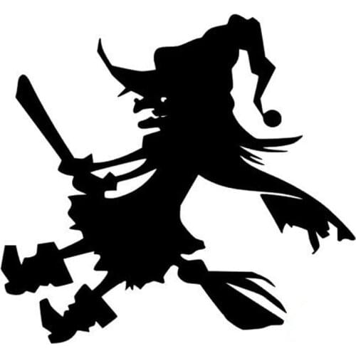 13.4cm*12.4cm Happy Witch Fashion Vinyl Car-styling Car Sticker Decals Black/Silver S6-3937