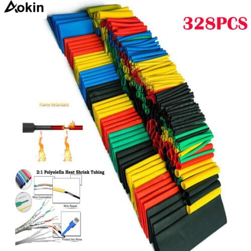 328 Pcs Heat Shrink Tubing 5 Colors 8 Sizes Assorted Tube Wrap Sleeve Set Combo