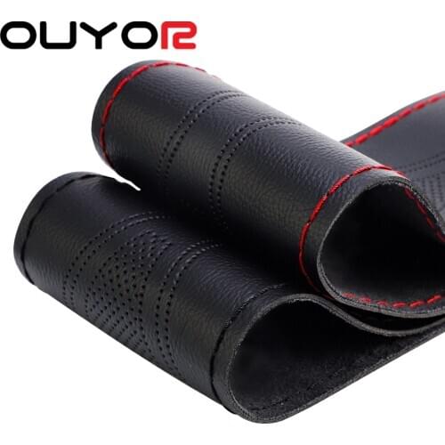 Car MicroFiber Leather Steering Wheel Cover Universal DIY Braid & Needles Thread Fit For 38cm Diameter Car Steering Wheel Covers