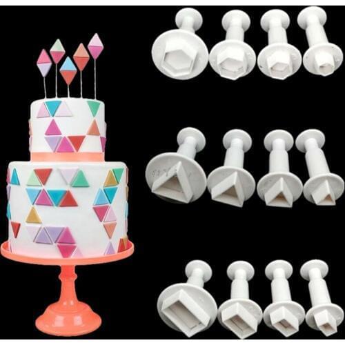 4 Pcs Hexagon Triangle Rectangle Plastic Cake Mold Chocolate Cookie Cutter Fondant Decoration Tools kitchen tools