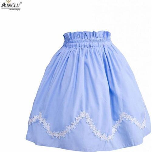 Ainclu Free Shipping hot selling Cemavin Womens Cotton Blue Bow Pleated Lolita Skirt for adults usually days