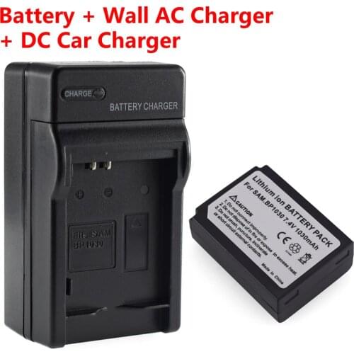 BP-1030 Battery for Samsung NX310 NX500 NX1000 NX1100 NX210 EDBP1030 BP1130 EDBP1130 NX300M NX300 + Wall&Car Charger