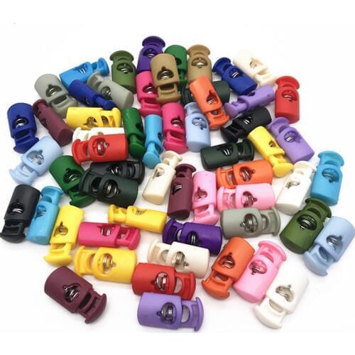 50 Pcs High-grade Single hole Plastic Stopper Cord Lock Tighten Spring Cord End Buckles DIY Clothes Setting Button Accessories