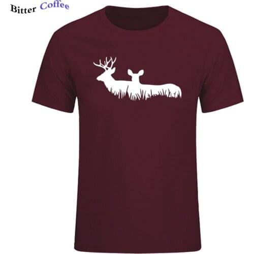 BITTER COFFEE 2018 Simple creative Deer Family Print cotton T Shirts Mens New Arrival Summer Style Short Sleeve Men t-shirt