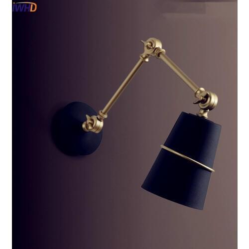 IWHD Nordic Iron Swing Long Arm Wall Light Living Room Beside Lamp Modern LED Wall Lights Sconce Arandela Apliques Pared