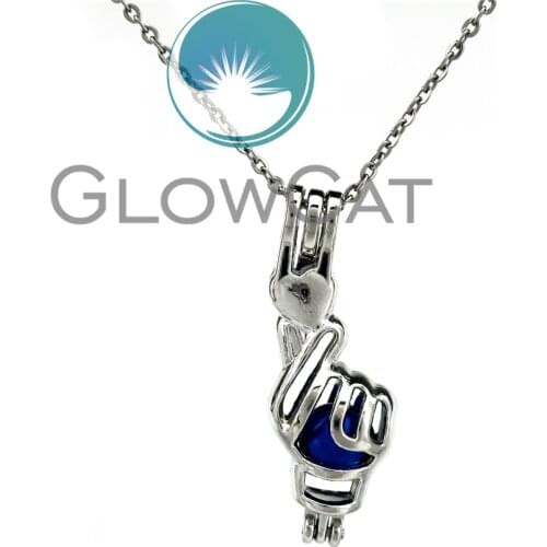 KK776 Cartoon Love you Gesture Beads Cage Essential Oil Diffuser Aromatherapy Pearl Cage Locket Necklace Girl Friend Gifts