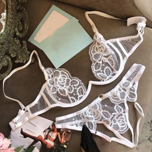 Women Lingerie Underwear Ladies Set Sexy Soft Lace Floral Embroidered Bra Sets French Style Bralette Brassiere Breathable #3