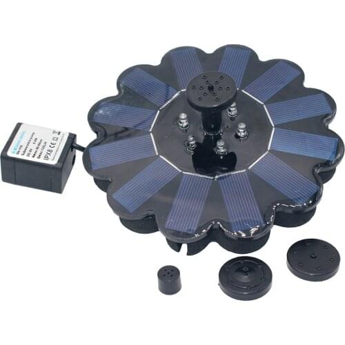 Petal Shape Solar Panel Powered Fountain Pump LED Lights for Garden Fish Tank Patio Lawn Terraces