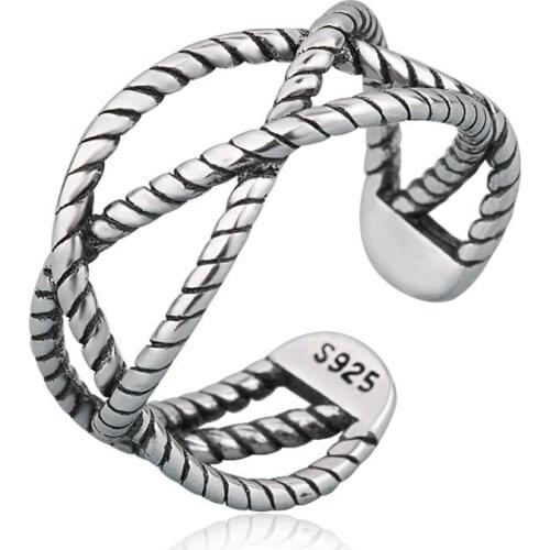 Summer Vintage Cross Chains Rings For Women Boho Geometric Female Finger Rings Party Bohemian Jewelry Korean Gift