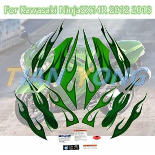 Motorcycle Whole Fairing Kits protection Decorative sticker Green fire silk screen decal For Kawasaki NinjaZX14R 2012 2013