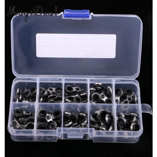100pcs Rod Repair Kit Mixed Size Fishing Rod Guides Line Ring Rod Tips Eye Ring 0.9-6.6mm
