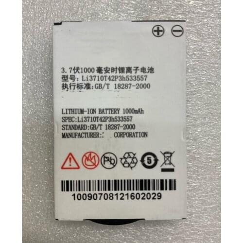 HUSHITONG New Battery 1000mAh LI3710T42P3H533557 Battery For ZTE F908 I626 I628 533557 Mobile Phone Batteries