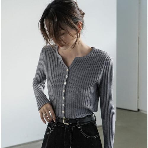 Autumn Winter Cardigan V-Neck Single Breasted Versatile Bottoming With Short Knitted Women Sweater