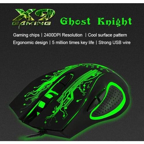 IMICE X9 Wired Mouse with Gaming Chip Strong USB Wire Black Gaming Mouse with Colorful Light for Computer