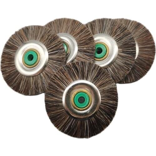 5Pcs Dental Laboratory Materials Latch Polishing Brush Wheel Rotary Tools Lab Brown Horse Hair Buff 48mm Micro Motor Dentistry
