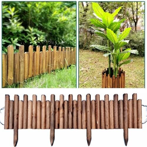 Spiked Log Roll Border Easy Plugin Fence Palisade Corrosion Resistant Wooden Edging Fence for Flower Beds Lawns Paths brightly