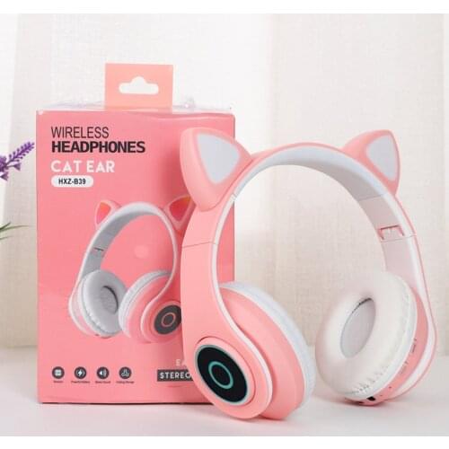 B39 Cat Ears Headphones Bilateral Stereo Wireless Headset Headphone For Kids Girls Support Music Voice Control