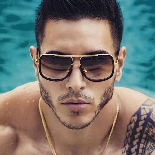 DPZ Brand mens designer Large frame gradient sunglasses Vintage square women sun glasses uv400