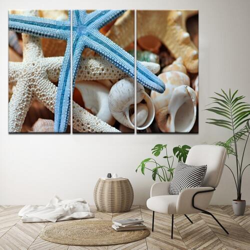 Modern Kitchen Restaurant Decor 3 Pieces Marine Life Starfish Conch Living Room Print Poster Painting Canvas Wall Art Picture
