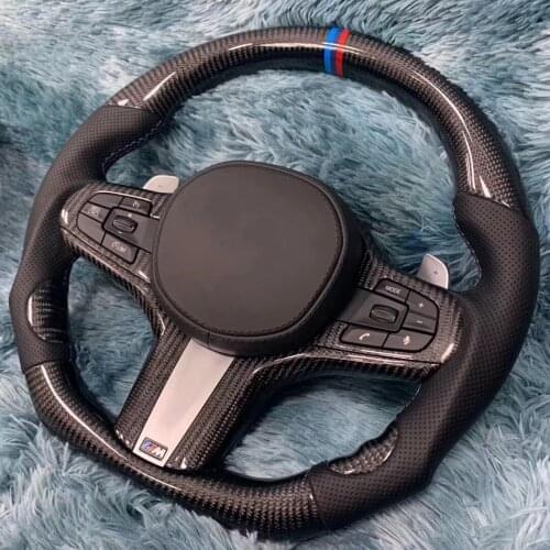 Supercar Cuatomized Real Carbon Fiber Sports Steering Wheel Alcantara Leather compatible for BMW X2 2015-2021 Mercedes-Benz
