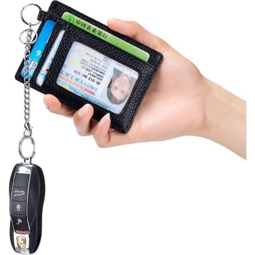 Slim RFID Blocking Wallet Coin Purse Money Credit Card Holder Key Ring Front Pocket Case Organizer