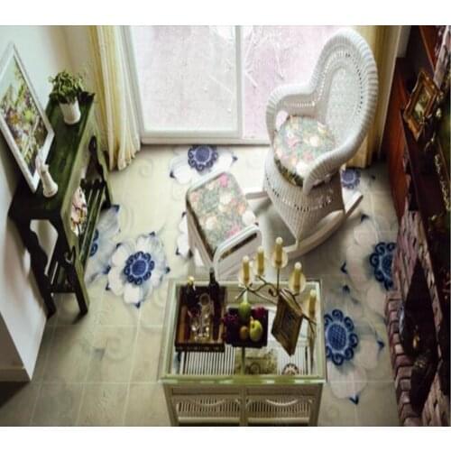 PVC Embossed three-dimensional lotus non-slip waterproof self-adhesive 3D floor sticker tiles bathroom 3D wallpaper