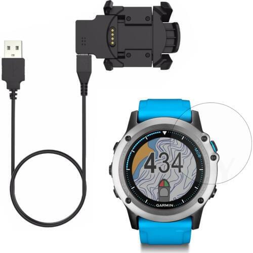 USB Charging Cable Charger Cables + Screen Protector Shield Film For Garmin Quatix 3 Quatix3 Smart Watch Accessories
