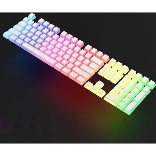 CHERRY Switch RGB Backlit Transparent Keycaps 108 PCS PBT Keycaps for Mechanical Keyboard White Black Keys