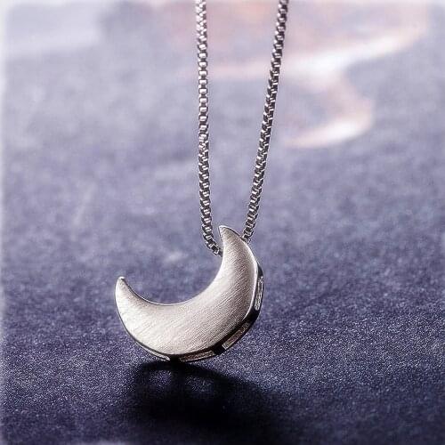 Burnish Silver Color Simple Moon Necklace fashion beautiful exquisite Crescent moon Pendant clavicle chain jewelry for Fairy