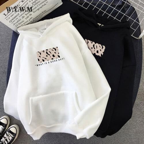 WYWM Leopard Printed Fleece Hooded Sweatshirt Women Geometry Graphic Print Hoodies Pullovers Coat Harajuku Oversize Female Tops