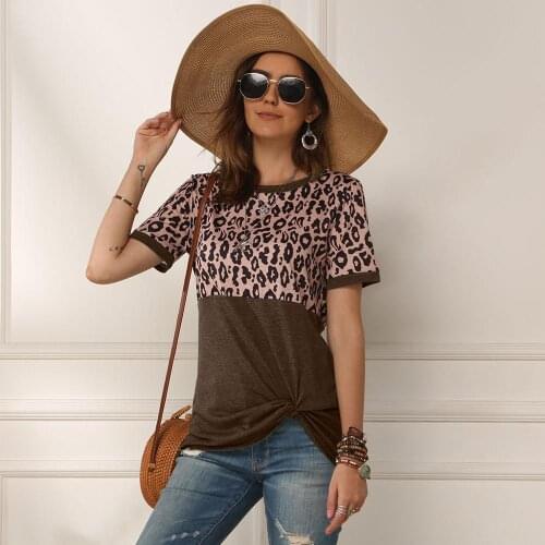 Camisetas Femininas Women Tops Streetwears Summer Clothes Plus Size Ladys Clothing Short Sleeve Leopard Print T-Shirts